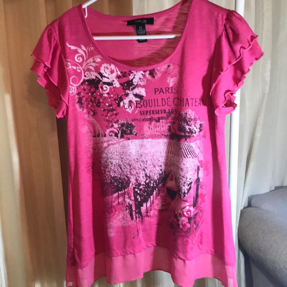 Style and Co. petite pink T-shirt PS studded